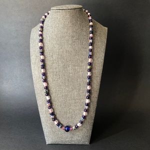 Purple Cloisonne Necklace/ Glass Bead Jewelry